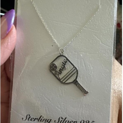 Pickleball Name Necklace, Pickleball Necklace, Pickleball Jewelry, It&#39;s a Paddle Necklace, Pickleball Gifts, symbol pendant, Pickle Ball