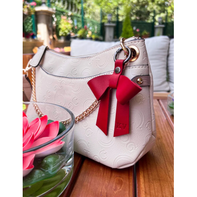 🎁Buy 2 FREE SHIPPING🎁 Personalized Leather Droopy Bow Keychain, Personalized Lovely Bow Keyring, Handmade Leather Bag Accessories, Leather Bow Purse Charm