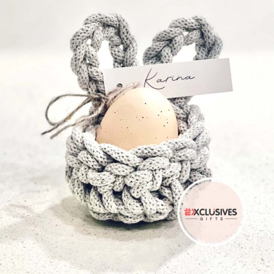 💖Buy More Save More💖Personalized Crochet Egg Cozy, Easter Bunny Egg Cozy, Easter Basket, Crochet Easter Decor, Crochet Egg Cup