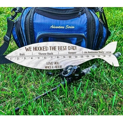 Personalized Wooden Fish Ruler, Fish Measurement, Measurement Tool, Fathers Day Gift, Fishing Gift for Dad/Fishing Buddy