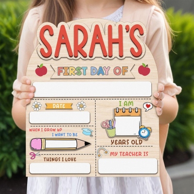 Customized First And Last Day School Sign, Back to School Sign, Kindergarten 1st Day of School Sign, First Day School Wooden School Board