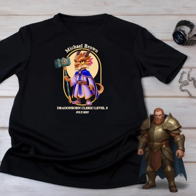 Personalized DND Character Class T-Shirt/Sweatshirt With Custom Name, Cleric Graphics, Perfect Gift For DND Fans