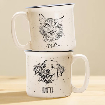 🎁 Custom Pet Pottery Mug Using Pet Photo + Name Custom Dog Mug  Dog Coffee Cup Personalized Pet Campfire Mugs Personalized Dog Cat Ceramic Mug