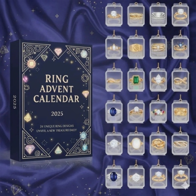 The Ring Revelry Advent Calendar 2025, 24 Days of Fashionable Sparkling Treasures, Ring Collection for Her, Christmas Gift for Women/Wife