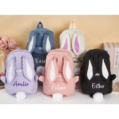 Personalized Bunny Backpack,Kindergarten Travel Small Schoolbag,Easter School Bag,Easter Gifts for Kids,Kid's Book Bag,Back to School Gift