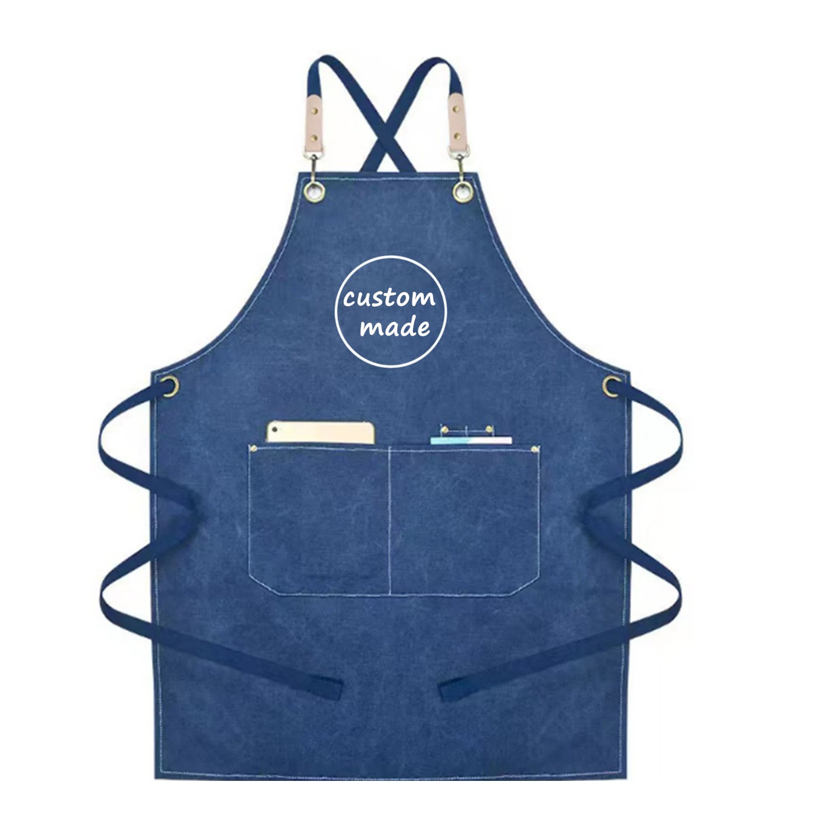 Personalized Unisex Canvas Water Resistant Apron for Restaurant,Bakery,Cafe, Kitchen,Florist,Nail Tech,Studio,Work Shop,BBQ,Aprons Gift