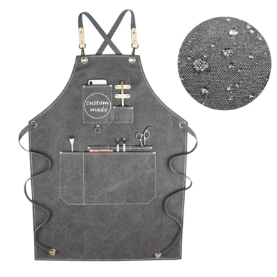Water Resistant Barber Hairstylist Hair Stylist Hairdresser Canvas Aprons,Best Gifts Work Shop Apron For Women With Pockets