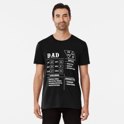 Gifts For Mom and Gift For Dad Character Sheet Custom DND T-Shirt, Custom Mom Shirt and Dad Shirt, Mother's Day Gift Shirt, Father's Day Gift Shirt