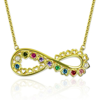 Gold Plated Attractive Birthstones Infinity Heart Necklace