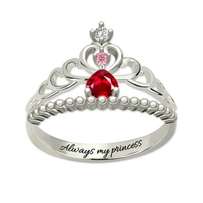Sterling Silver Amazing Fairytale Princess Tiara Birthstone Ring