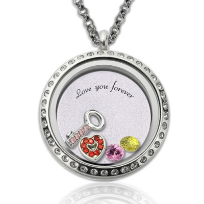 Glorious Round 'Key to My Heart' With Birthstone Floating Locket