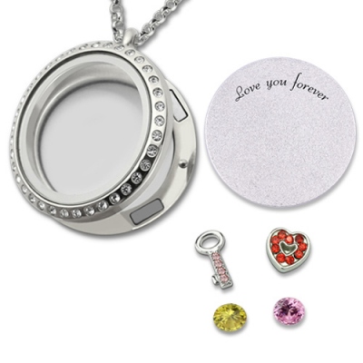 Glorious Round 'Key to My Heart' With Birthstone Floating Locket