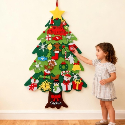 🎁Personalized  44Inches Felt Christmas Tree with 34PCS Handmade Ornaments,Kids best Xmas Gifts Crafts,DIY Home Wall Door window Xmas Decoration