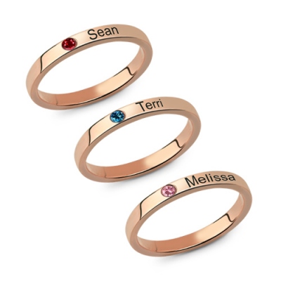 Fabulous Mother's Stackable Birthstone Name Ring UK Size
