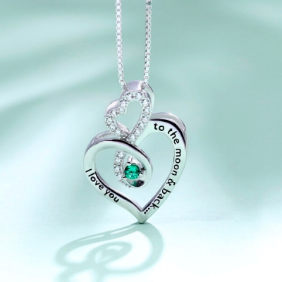 Sterling Silver Custom Exquisite Infinity Heart Birthstone Necklace