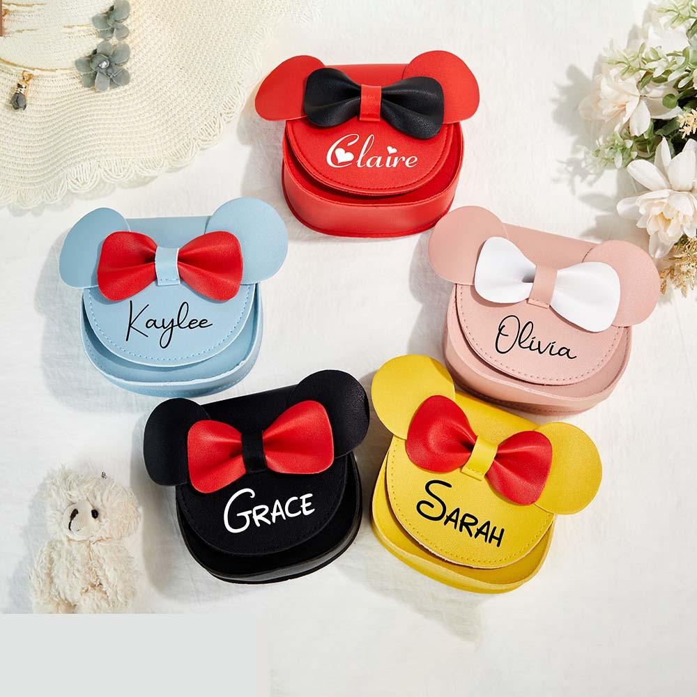 Personalized Mouse Purse, Custom Mini Leather Toddler Purse, Girls Mouse Purse, Kids Crossbody Bag, Birthday Gift, Little Girl Gift