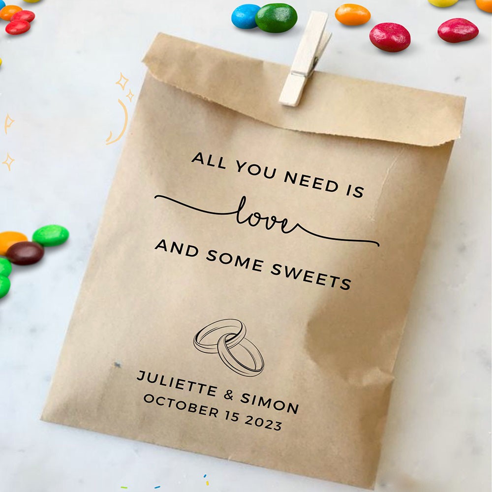 Personalized Treat Bags for Wedding Favors 20PCS, Engagement Party Candy Bar Bags, All You Need Is Love, Candy Bags for Wedding Favor Bags Wedding