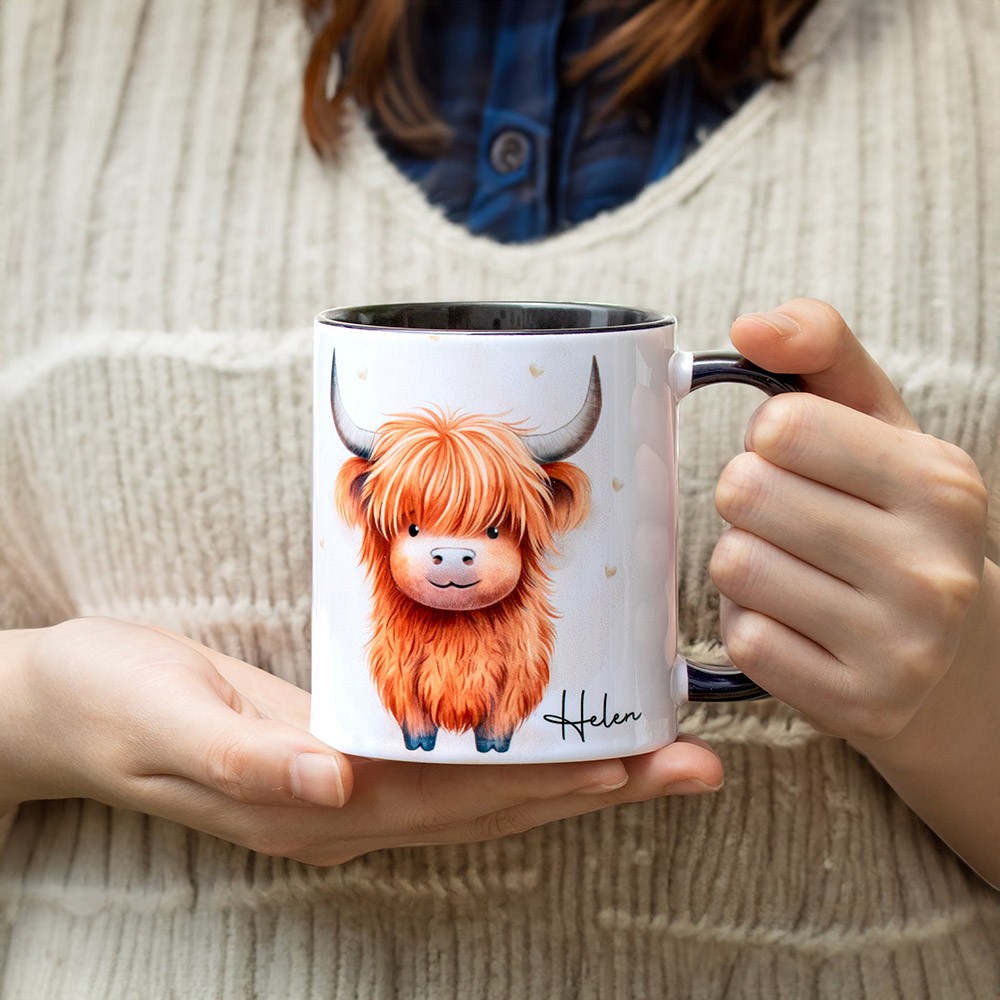 Personalized Highland Cow Mug, Fluffy Cow Gift, Scottish Cow Mug, Retirement/Birthday/Christmas Gift