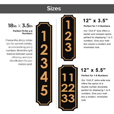 Reflective house address signs for mailboxes and street addresses. Large, easy to read number plates.