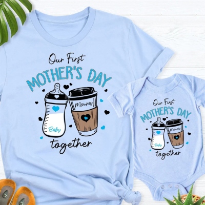 First mothers day shirt 2025, our first mothers day shirt, new mommy gift, mothers day matching outfit, mom girl baby shirt,mom boy baby tee