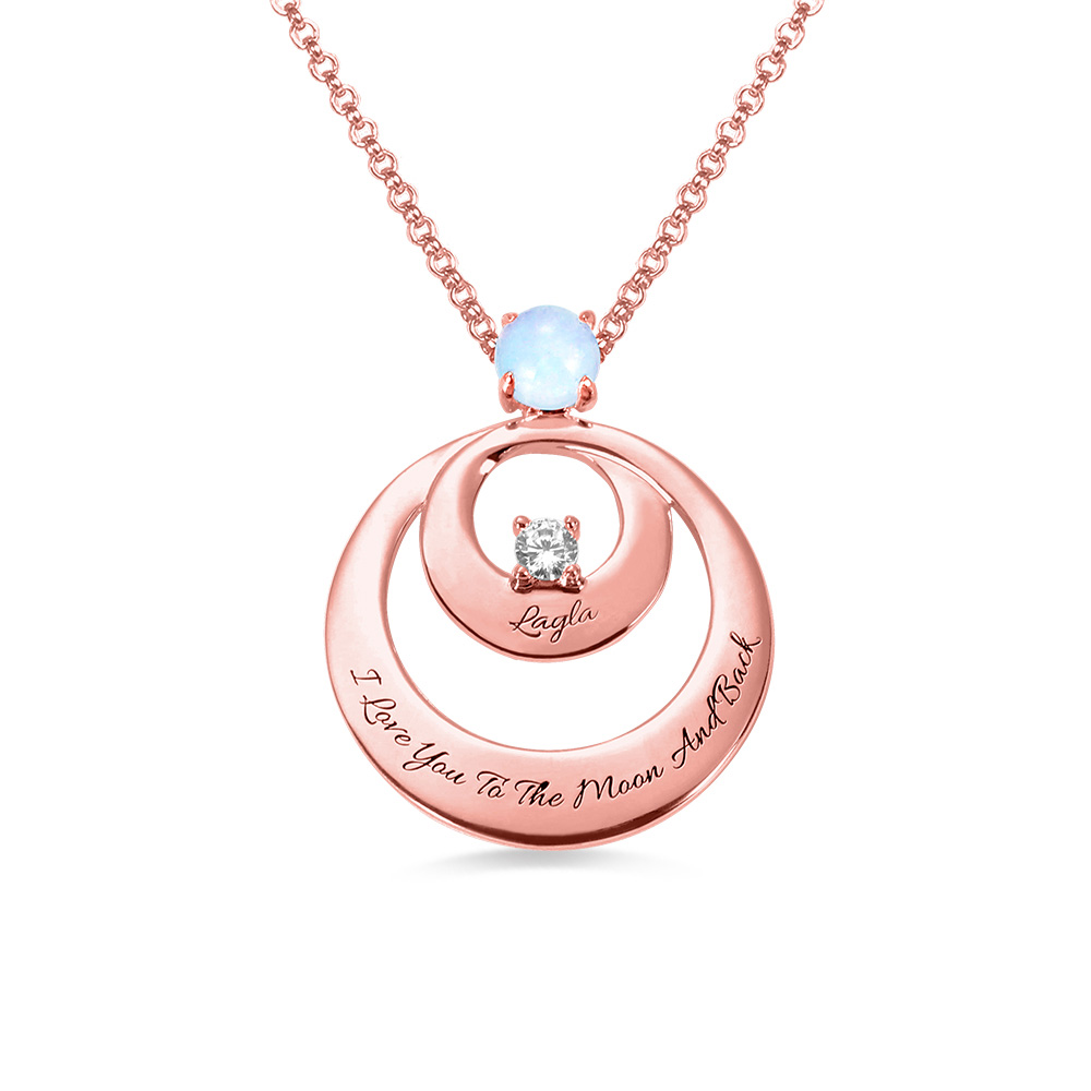 Colar de Pedra da Lua Personalizada em Ouro Rosa