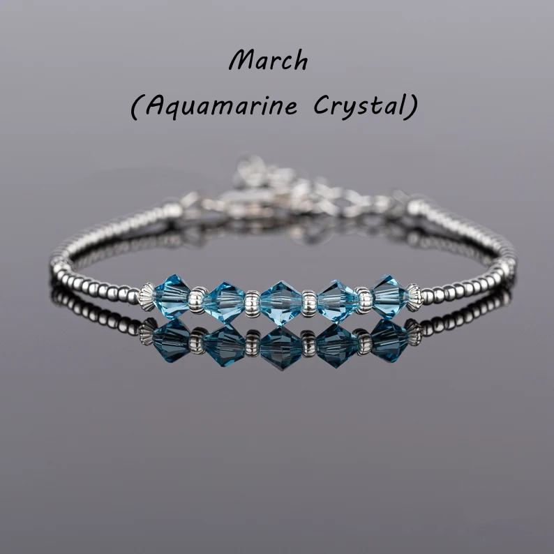 Birthstone Bracelet, Sterling Silver Tube Bracelet,  Women Precious Gemstone Jewellery