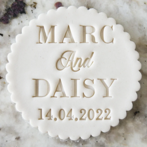 Custom Wedding Initials and Date Cookie Stamp, Fondant Cake Decorating, Icing Cupcakes Stencil