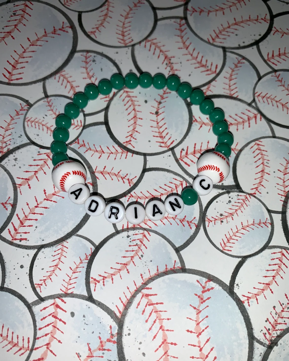 Team Bracelet With Custom Name, Player Jersey Number, And Sport Beads, Baseball Mom, Softball Mom