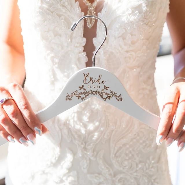 🎁Buy More Save More🎁Personalized Bride & Groom Engraved Hangers, Wooden Wedding Name Hangers