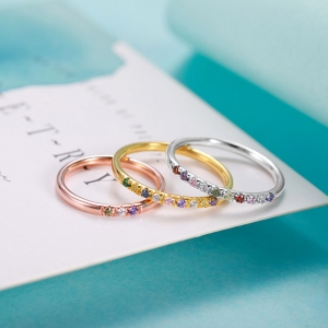 Mother Ring with Birthstones of Loved Ones Stackable Ring