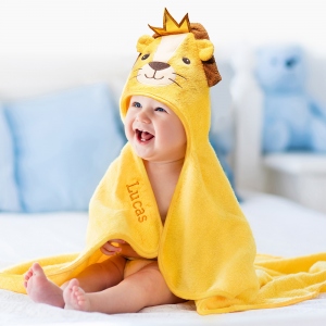 Personalized Name Cartoon Animal Hooded Towel for 0-4 Years Kids