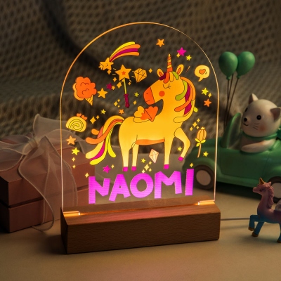 Personalized Unicorn Name Night Light, Baby Girl Nursery Gift