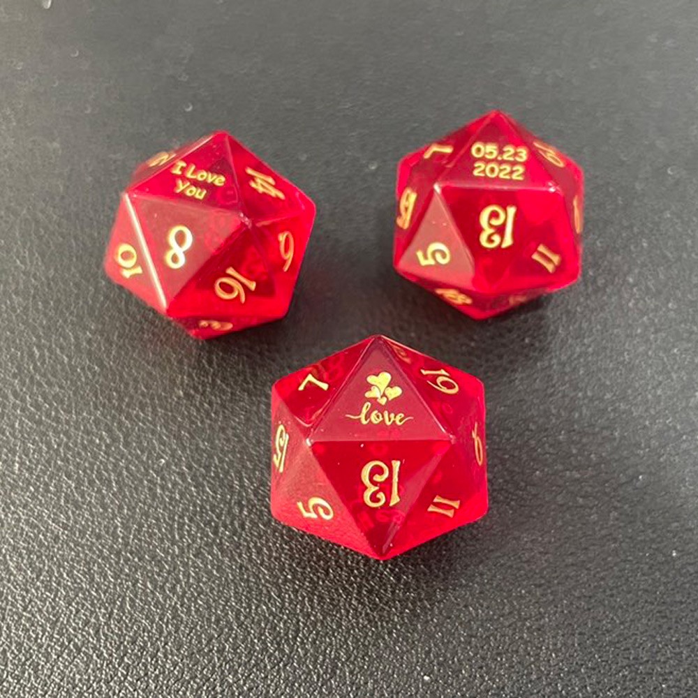 Red Glass Love D20 Dice Valentine's Day Gift-Doldols