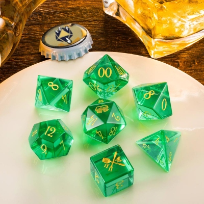 Custom Green Glass Summer DND Dice Set, Custom DND Dice, Gemstone Dice Set, Green Glass Dice, Green Dice, Summer Dice, DND Gifts