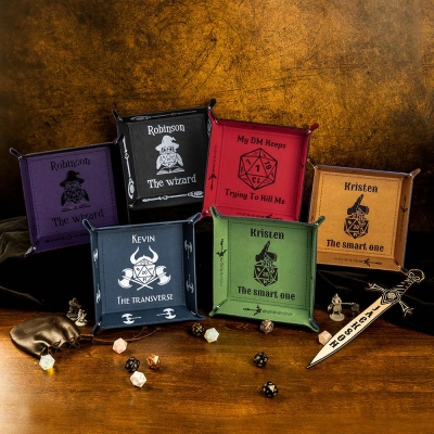 Custom Weapon Dice Roller, Leather Dice Tray, DND Custom Dice Trays, DND Dice Box, Dice Rolling Tray, Dice Storage, Dice Mat, DND Gifts