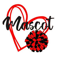 heart w/ pom pom Red and black