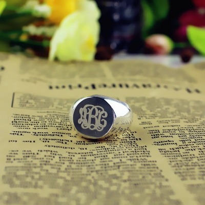 Sterling Silver Ingenious Engravable Signet Monogram Ring