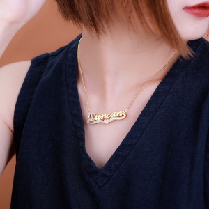 Double Name Plate necklace	