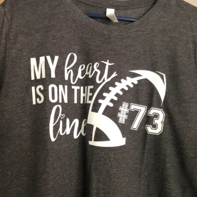 Football Shirts, Heart On The Line Football Shirt, Mom Football Shirts