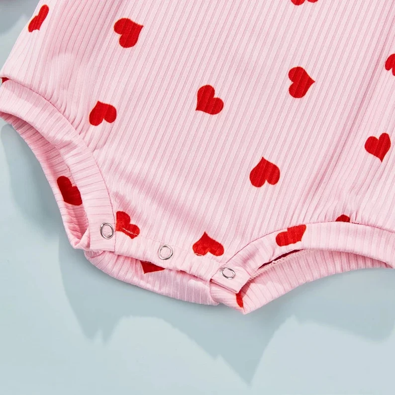 ❤️Buy 2 FREE SHIPPING❤️Valentine's Day Velvet Girl Outfit, Monogrammed Romper, Personalized Baby Girl Valentine Outfit,Pink Romper