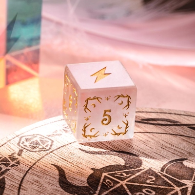 Cute Antler Pink Crystal Custom DND Dice Set, Crystal Dice, D20 Dice, Cute Pink Dice, Natural Stone Dice, Antler Dice, DND Gifts