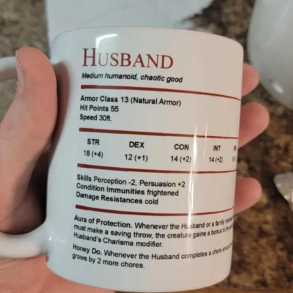 Husband | Wife Stat Block Mug Gift for RPG Players