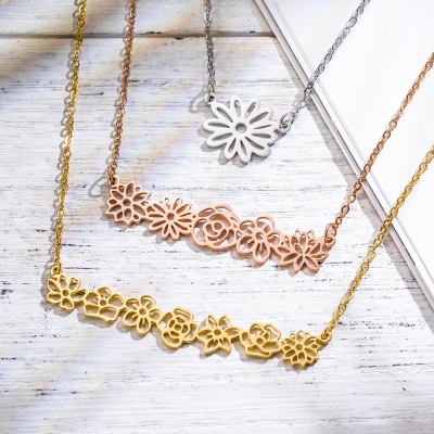Birth Flower Necklace, Nana Necklace, Birthday Gifts for Women, Mothers Day Gift for Mother/Grandma/Girlfriend