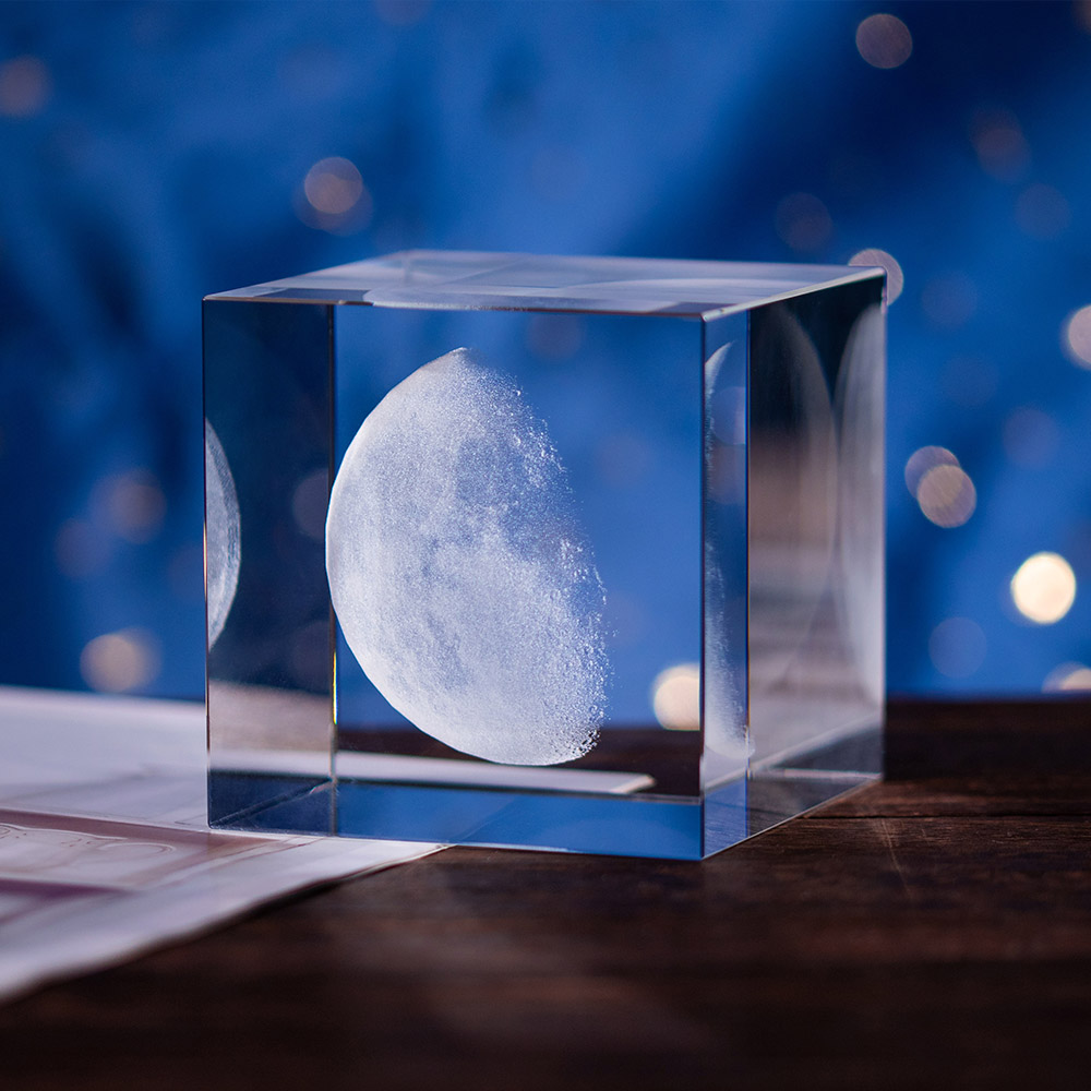 3D Moon Phases Crystal