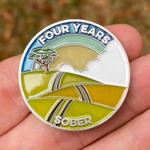 One Year Sober achievement coin