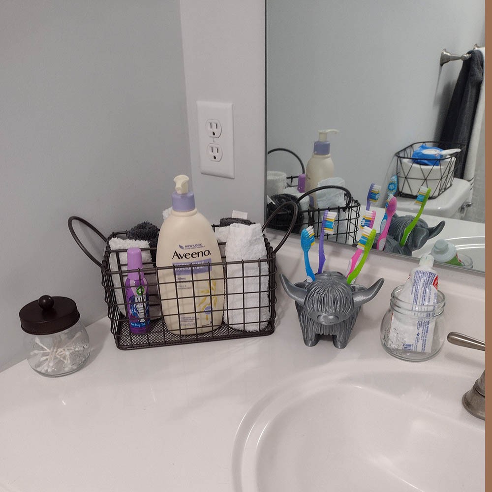 Custom Name Highland Cow Toothbrush Holder