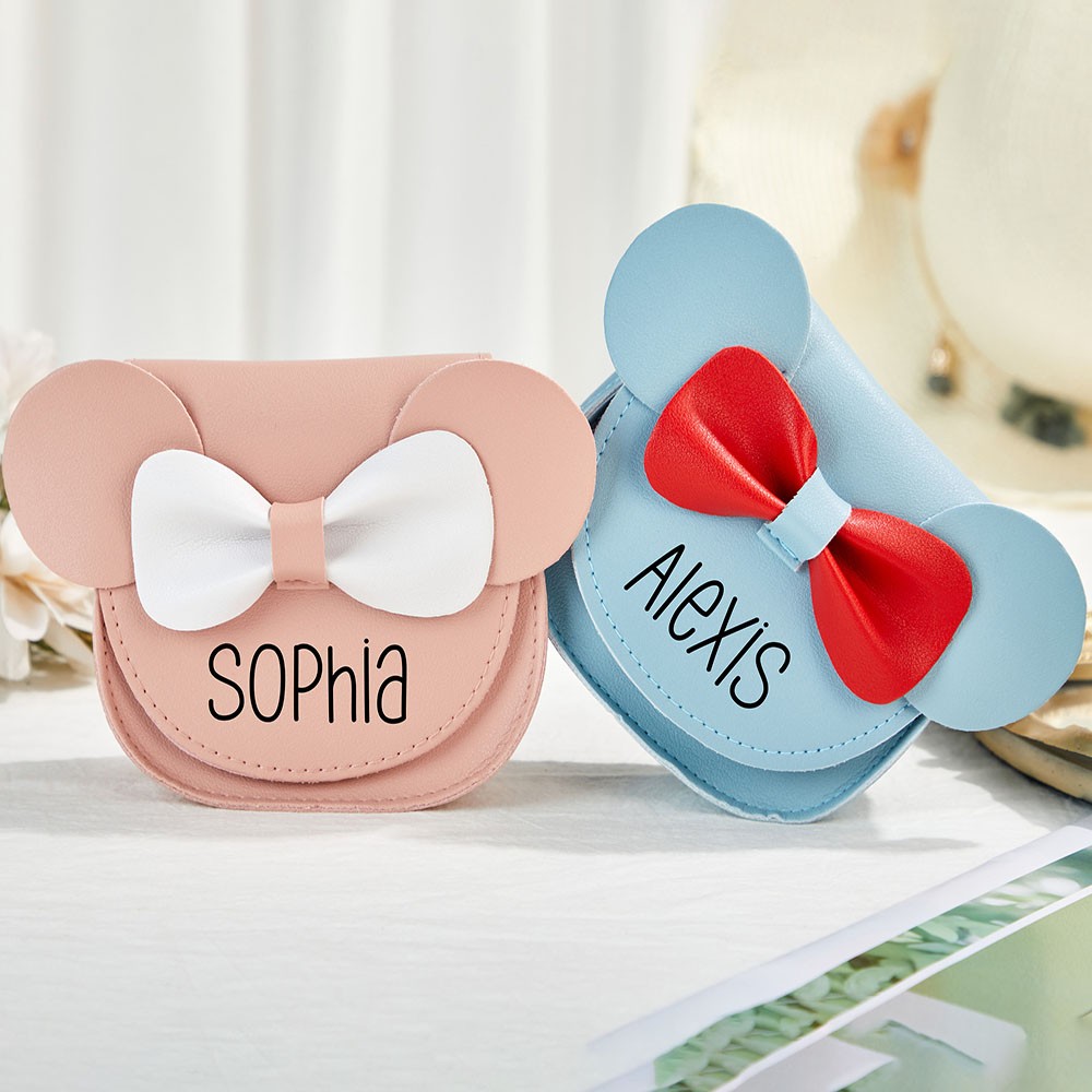 Personalized Mouse Purse, Custom Mini Leather Toddler Purse, Girls Mouse Purse, Kids Crossbody Bag, Birthday Gift, Little Girl Gift