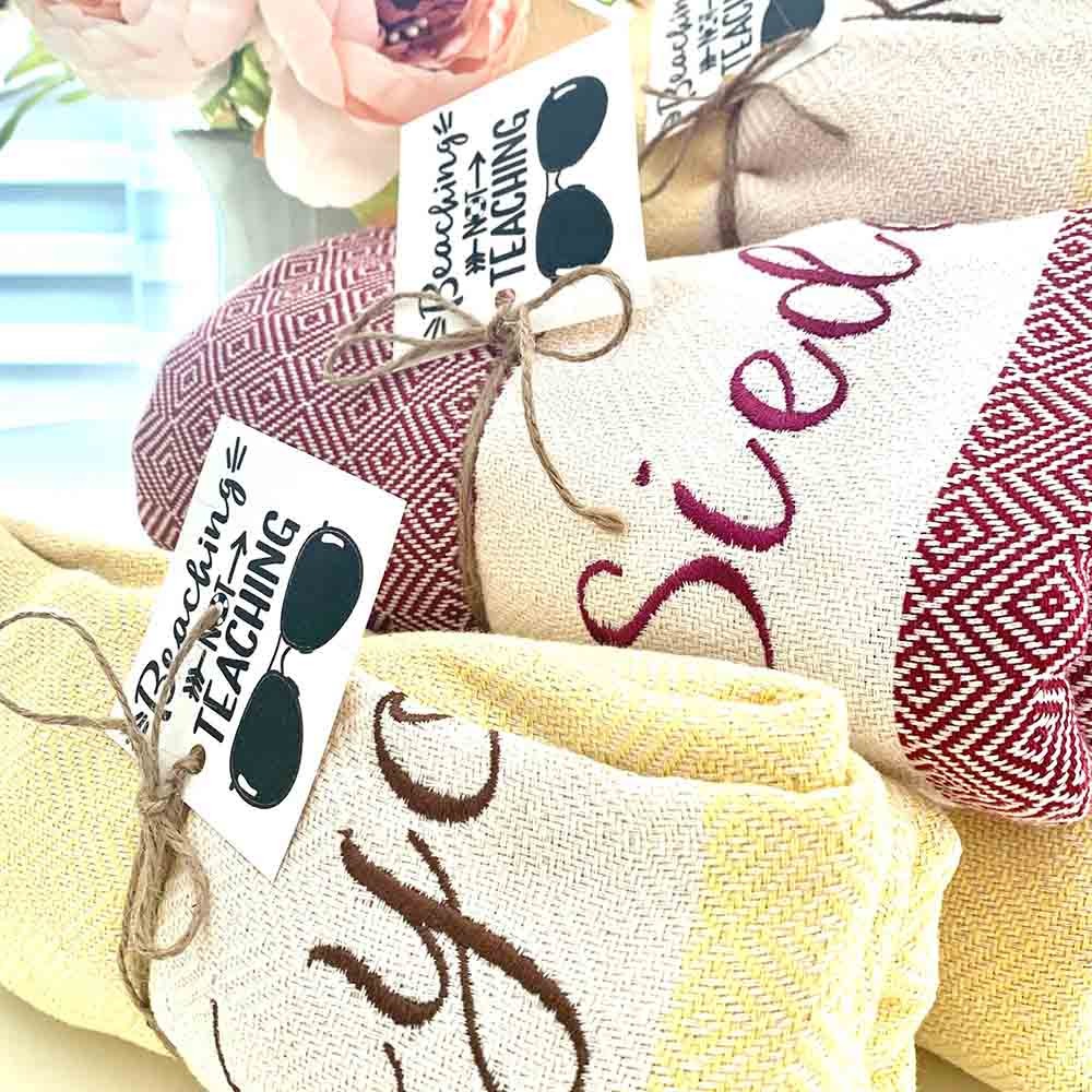 Personalized Teacher Appreciation Gift, Personalized Name Beach Towel, Gift for Her, Birthday Party Favor