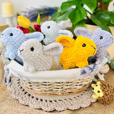 Beautiful crochet bunny and plush toys. Unique design, warm and cute. Give the best gift to add fun to the festival