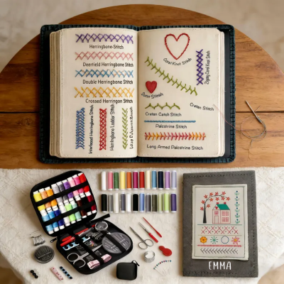 🎁 Personalized 2026 Embroidery Needling Book, Suitable For Beginners' Embroidery Beginner Set, Includes 106 Patterns, Tools And Tutorials Exercise Book